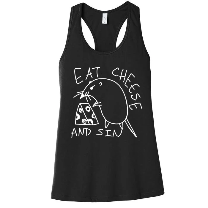 Funny Rat Gift Eat Cheese And Sin Mouse Meme Women's Racerback Tank