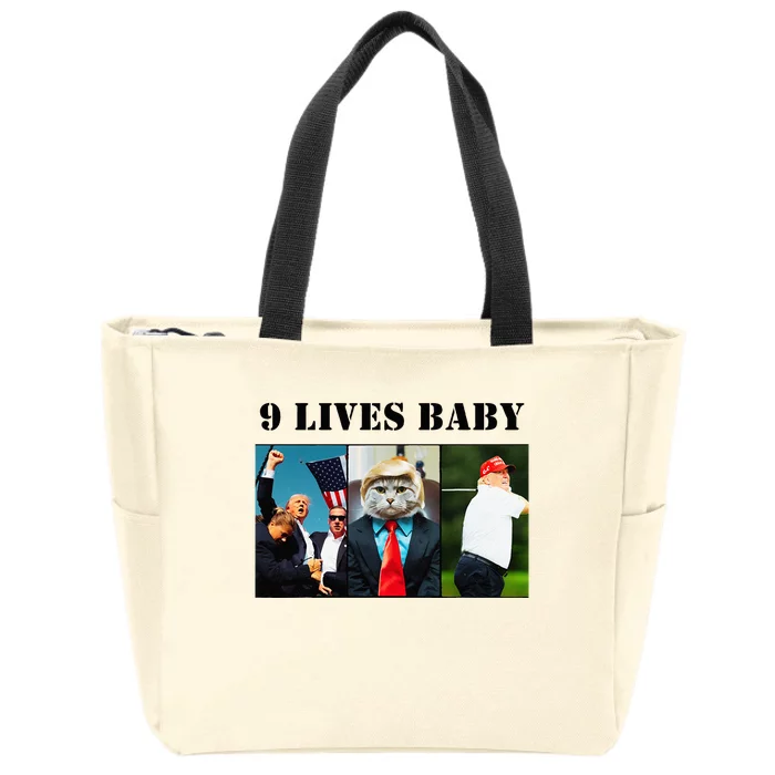 Funny Retro Groovy Cat Trump 9 Lives Baby Zip Tote Bag