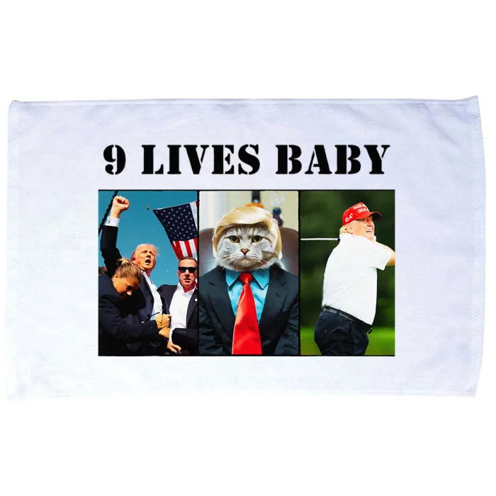 Funny Retro Groovy Cat Trump 9 Lives Baby Microfiber Hand Towel