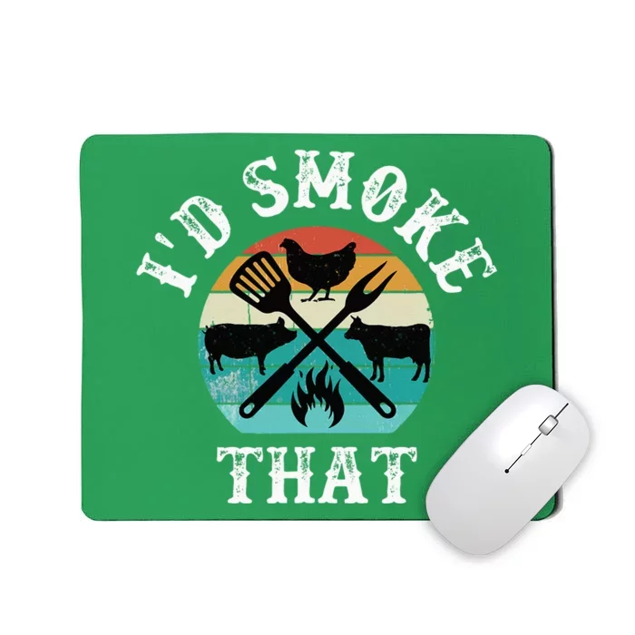 Funny Retro Grilling BBQ Smoker Chef Dad GiftId Smoke That Mousepad