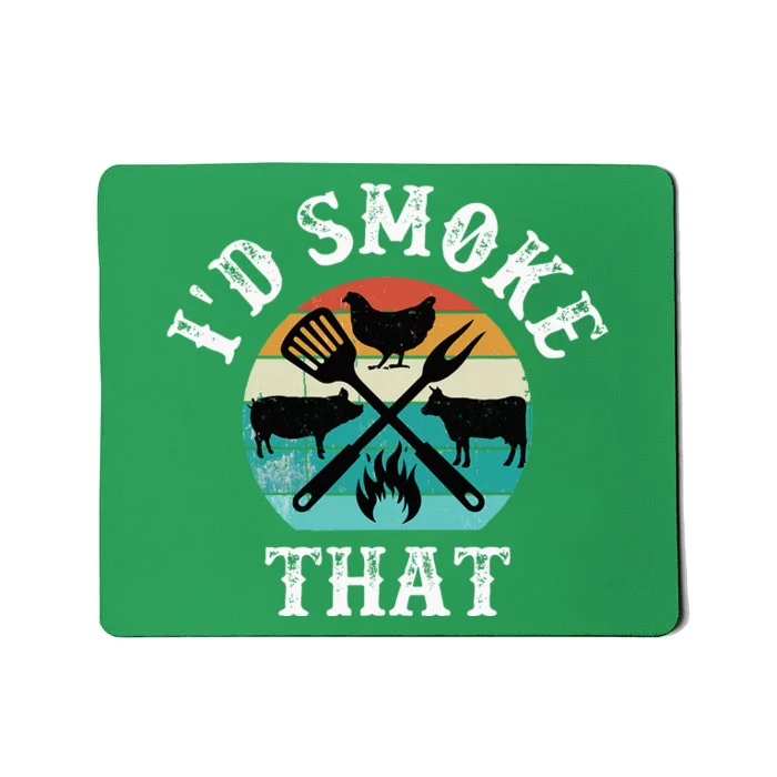 Funny Retro Grilling BBQ Smoker Chef Dad GiftId Smoke That Mousepad