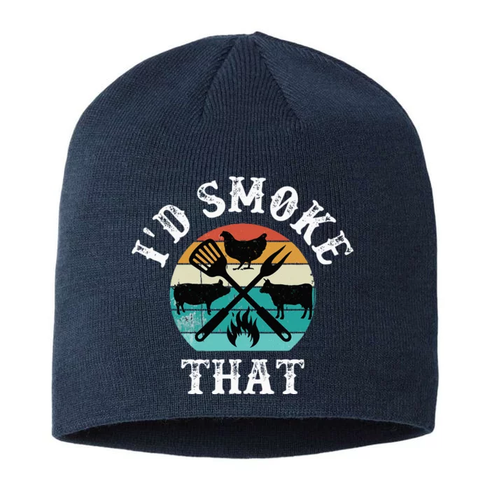 Funny Retro Grilling BBQ Smoker Chef Dad GiftId Smoke That 8 1/2in Sustainable Knit Beanie