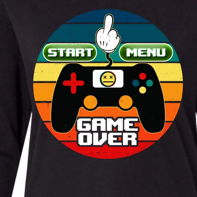 Funny Retro Game Over Gamer Womens Cotton Relaxed Long Sleeve T-Shirt