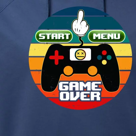 Funny Retro Game Over Gamer Performance Fleece Hoodie