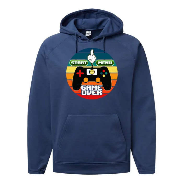 Funny Retro Game Over Gamer Performance Fleece Hoodie