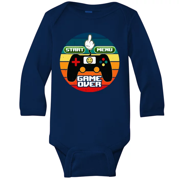 Funny Retro Game Over Gamer Baby Long Sleeve Bodysuit