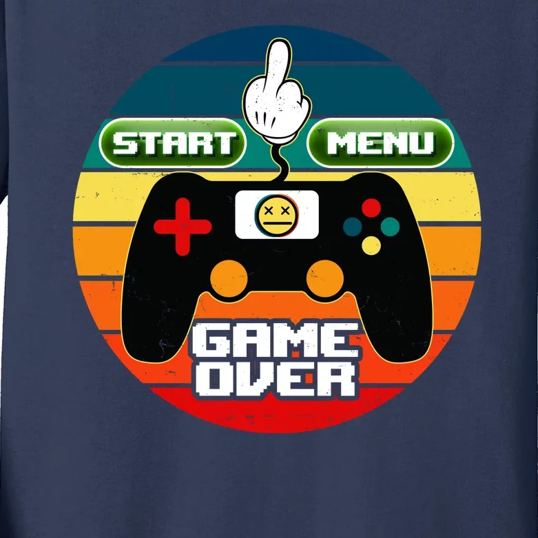 Funny Retro Game Over Gamer Kids Long Sleeve Shirt