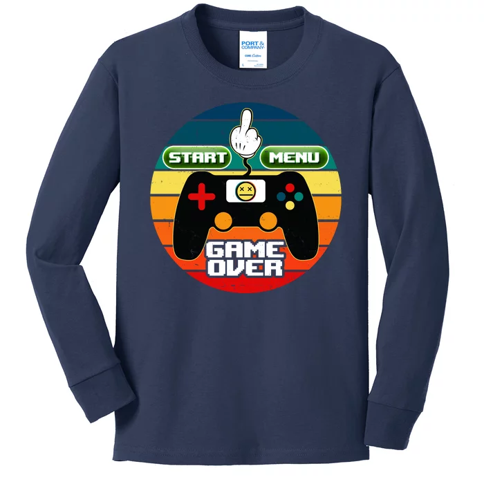 Funny Retro Game Over Gamer Kids Long Sleeve Shirt