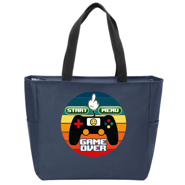 Funny Retro Game Over Gamer Zip Tote Bag