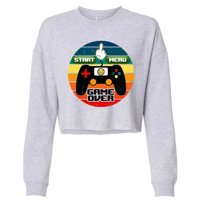 Funny Retro Game Over Gamer Cropped Pullover Crew