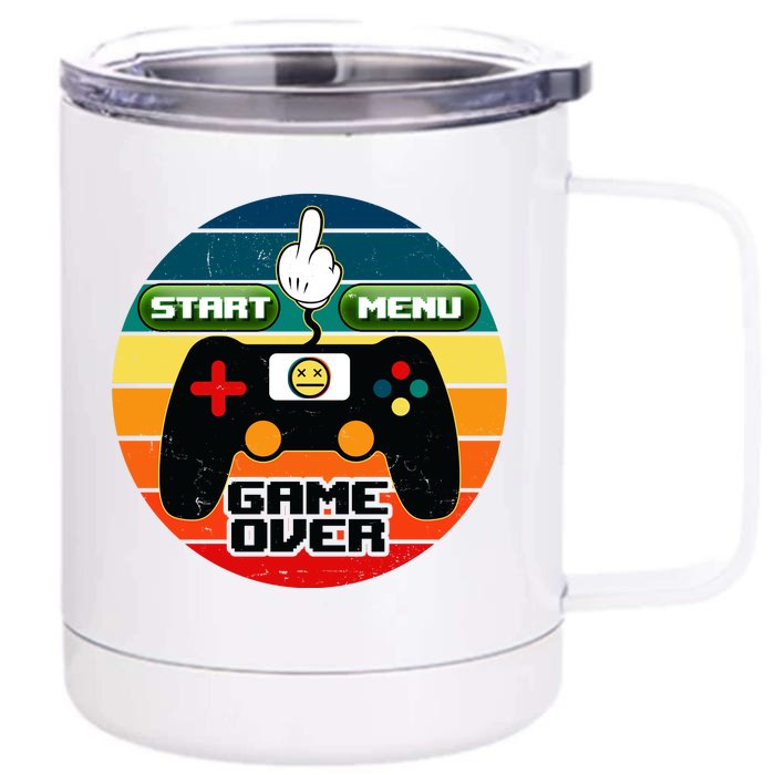 Funny Retro Game Over Gamer Front & Back 12oz Stainless Steel Tumbler Cup