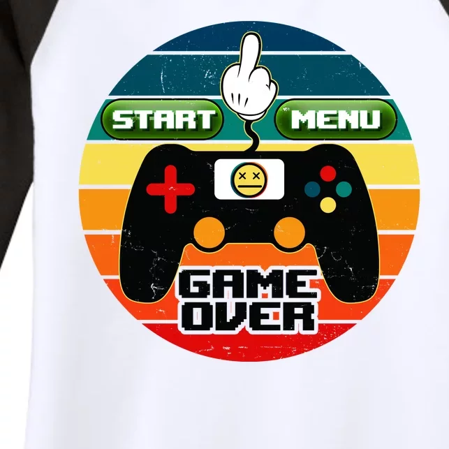 Funny Retro Game Over Gamer Women's Tri-Blend 3/4-Sleeve Raglan Shirt