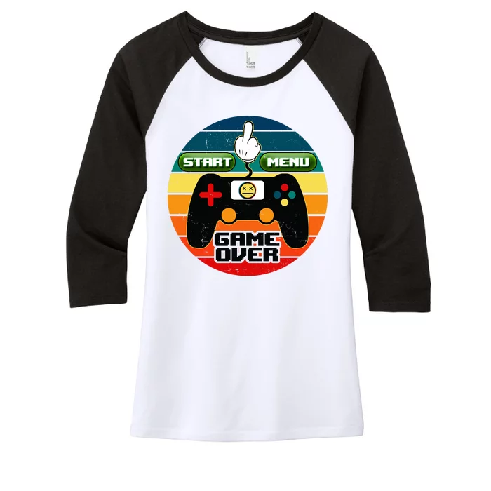 Funny Retro Game Over Gamer Women's Tri-Blend 3/4-Sleeve Raglan Shirt