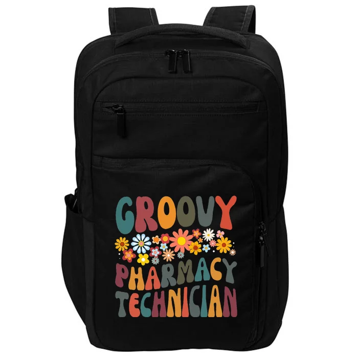 Floral Retro Groovy Hilarious Pharmacy Technician Pharmacist Impact Tech Backpack