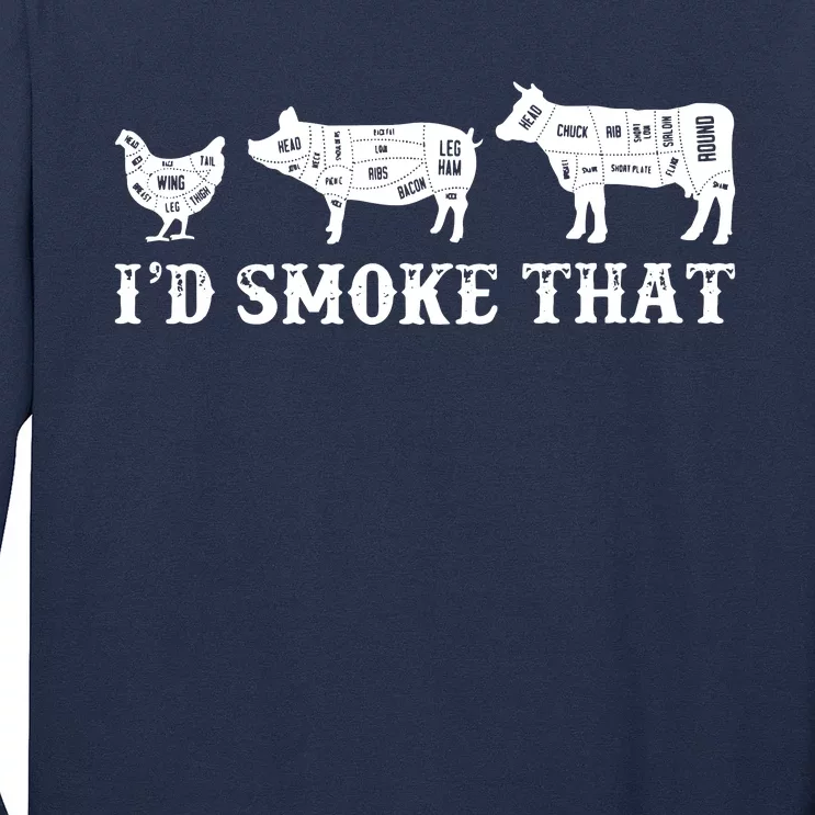 Funny Retro Grilling BBQ Smoker Chef Dad Gift Id Smoke That Long Sleeve Shirt