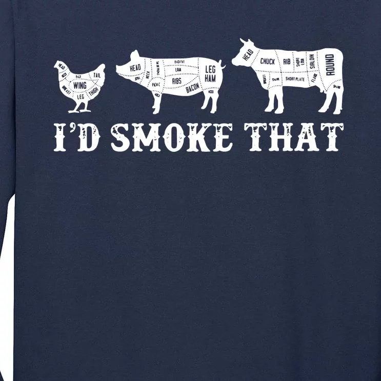 Funny Retro Grilling BBQ Smoker Chef Dad Gift Id Smoke That Tall Long Sleeve T-Shirt