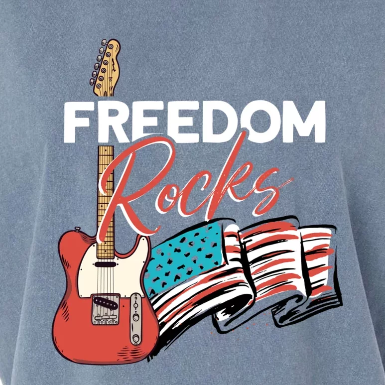 Freedom Rocks Gift Patriotic American Flag Outfit 4th Of July Gift Garment-Dyed Women's Muscle Tee