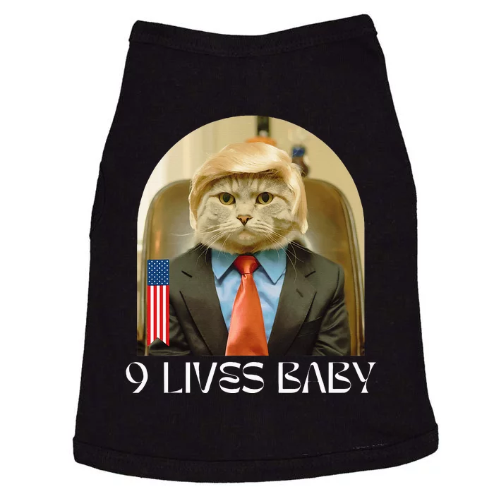 Funny Retro Groovy Cat Trump 9 Lives Baby Doggie Tank