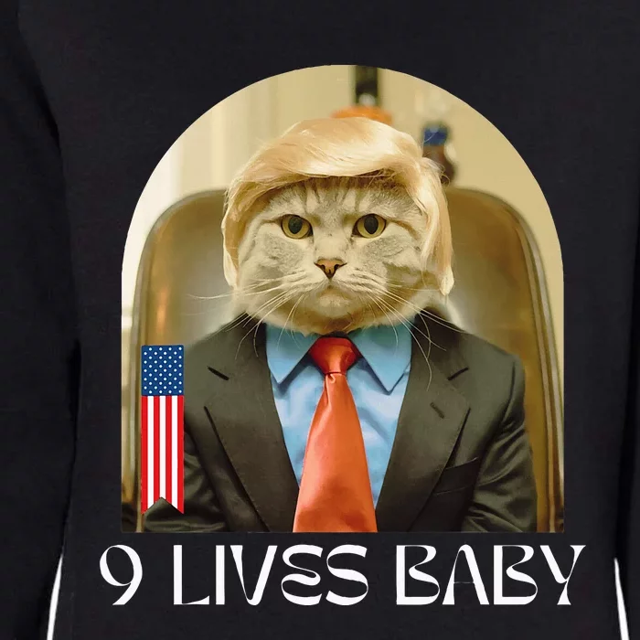 Funny Retro Groovy Cat Trump 9 Lives Baby Womens California Wash Sweatshirt