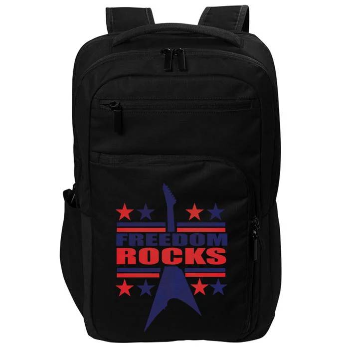 Freedom Rocks Guitar With Red Blue Stripes Stars Usa Flag Gift Impact Tech Backpack