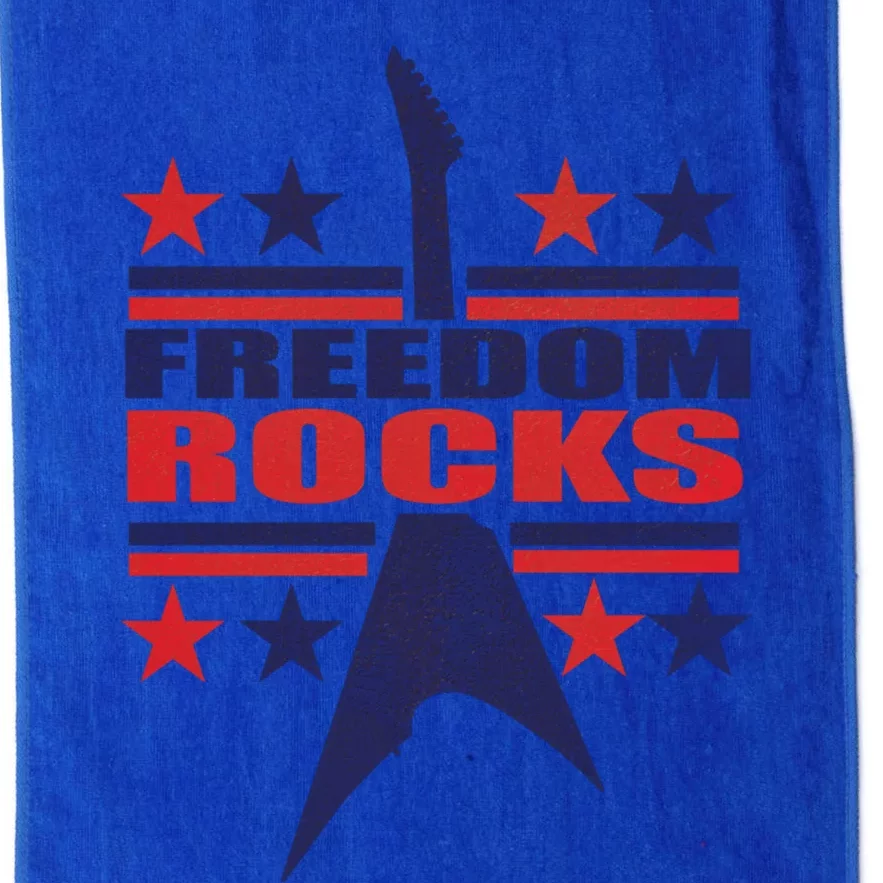 Freedom Rocks Guitar With Red Blue Stripes Stars Usa Flag Gift Platinum Collection Golf Towel