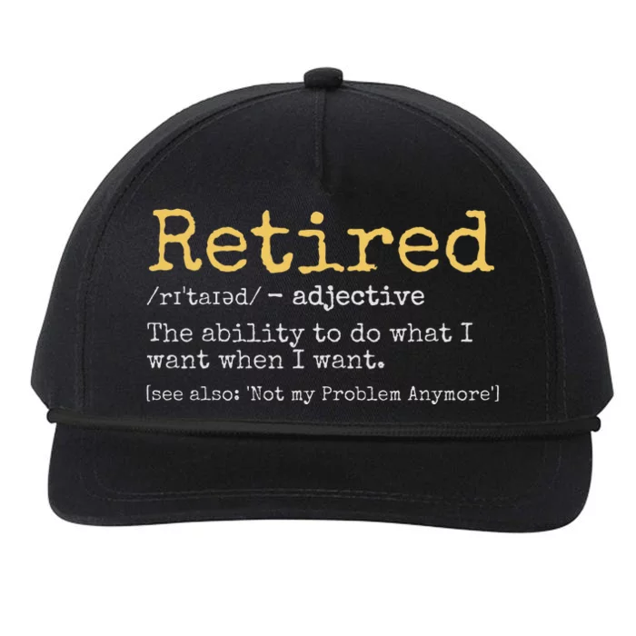 Funny Retirement Gag Snapback Five-Panel Rope Hat