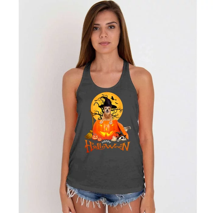 Funny Red Heeler Spooky Halloween Women's Knotted Racerback Tank