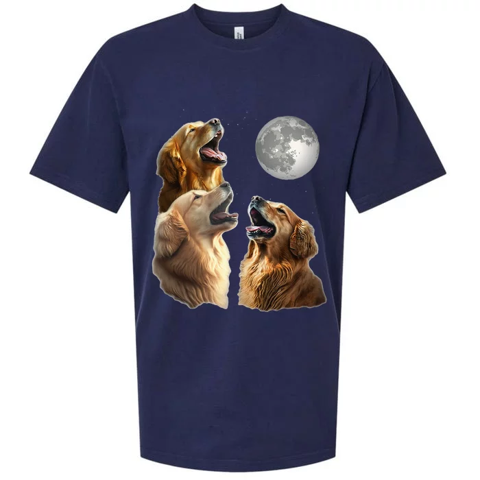 Funny Retriever Howling At Moon For Mom & Dad Sueded Cloud Jersey T-Shirt