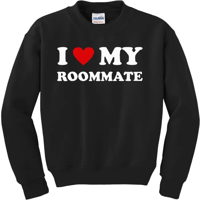 Funny Red Heart I Love My Roommate Kids Sweatshirt