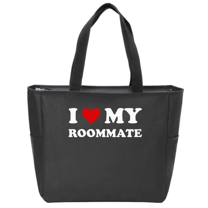 Funny Red Heart I Love My Roommate Zip Tote Bag