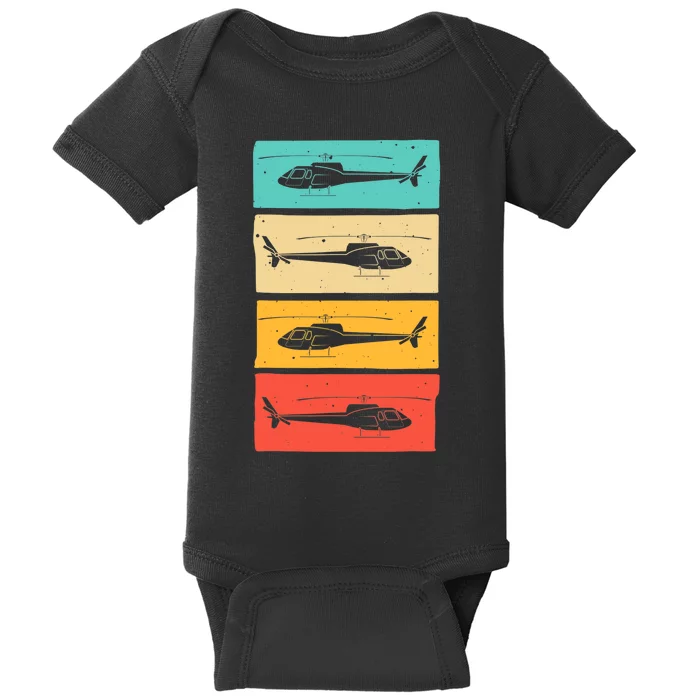 Funny Retro Helicopter Gift For  Wo Helicopter Pilot Baby Bodysuit