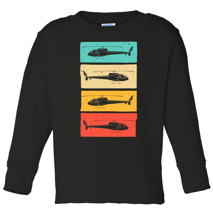 Funny Retro Helicopter Gift For  Wo Helicopter Pilot Toddler Long Sleeve Shirt