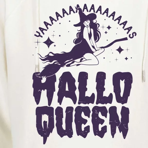 Funny Retro Halloween Yaaas Hallo Queen Witch Womens Funnel Neck Pullover Hood