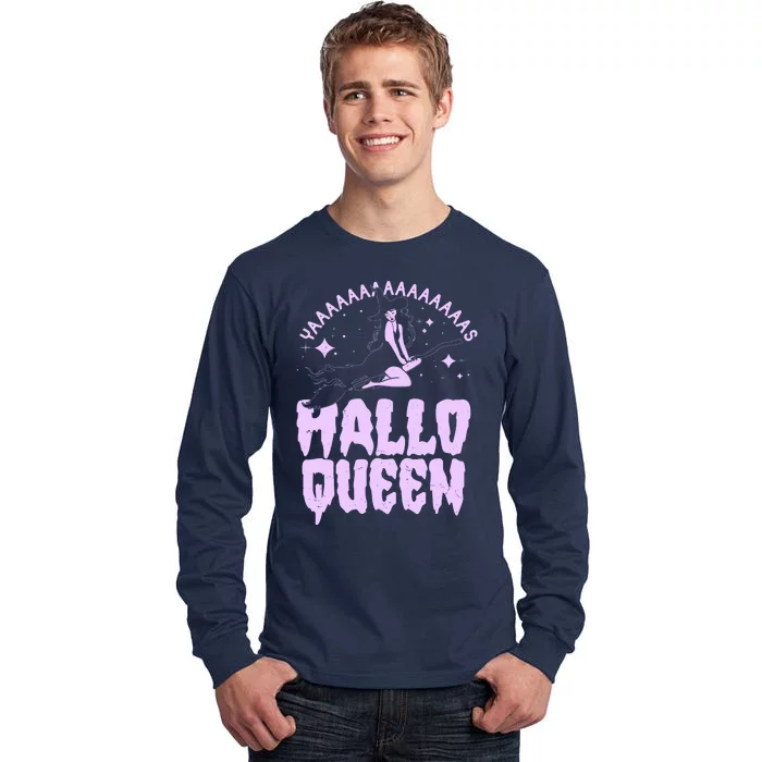 Funny Retro Halloween Yaaas Hallo Queen Witch Tall Long Sleeve T-Shirt