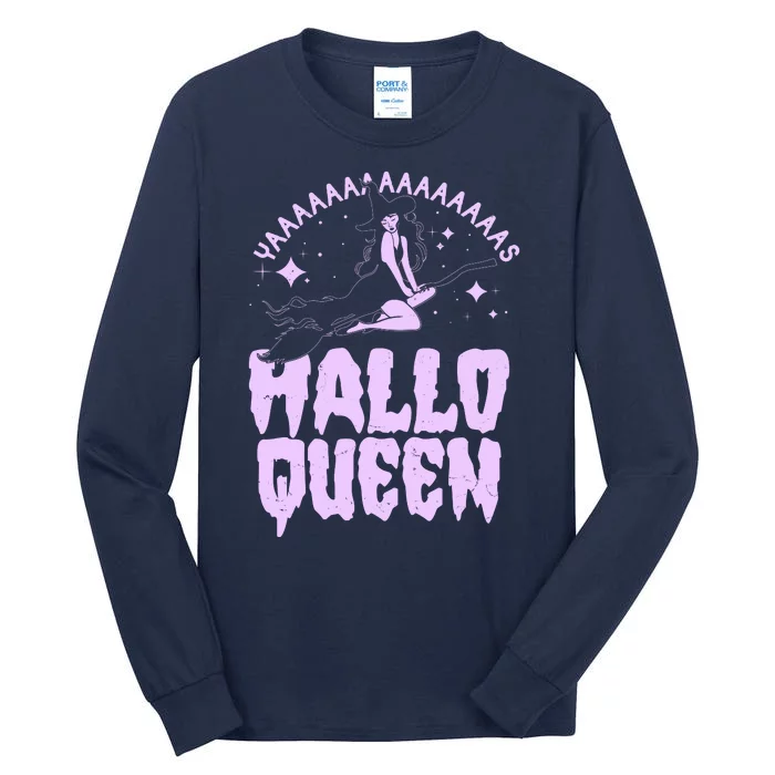 Funny Retro Halloween Yaaas Hallo Queen Witch Tall Long Sleeve T-Shirt