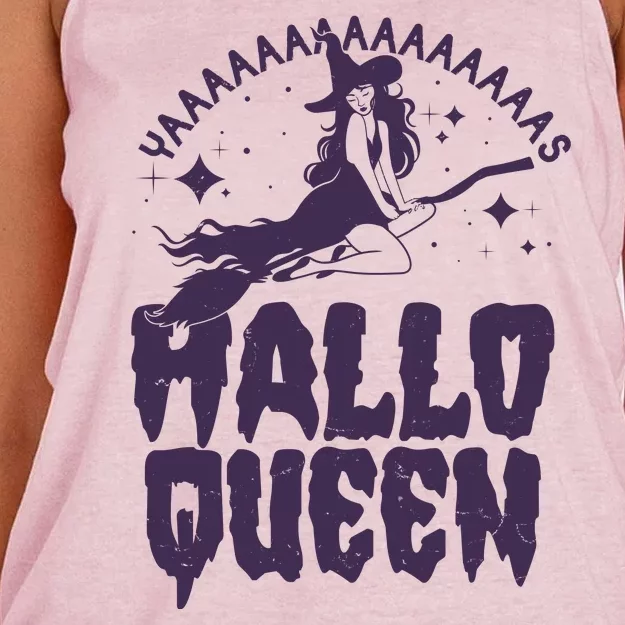 Funny Retro Halloween Yaaas Hallo Queen Witch Women's Knotted Racerback Tank