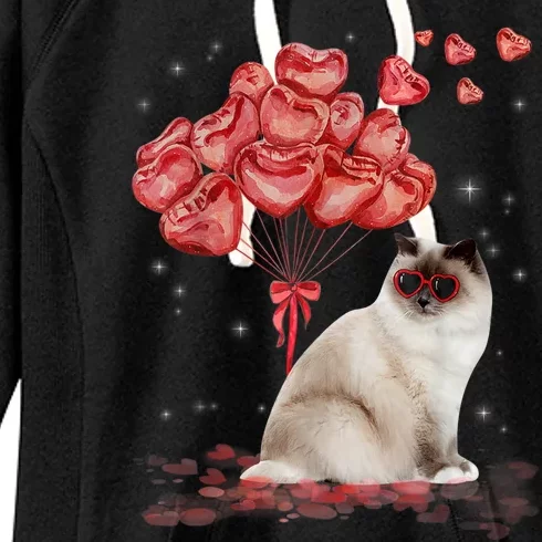 Funny Ragdoll Heart Valentines Day Cat Dad Mom Gift Women's Fleece Hoodie