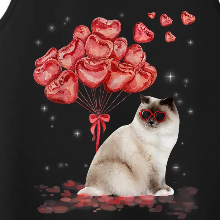 Funny Ragdoll Heart Valentines Day Cat Dad Mom Gift Performance Tank