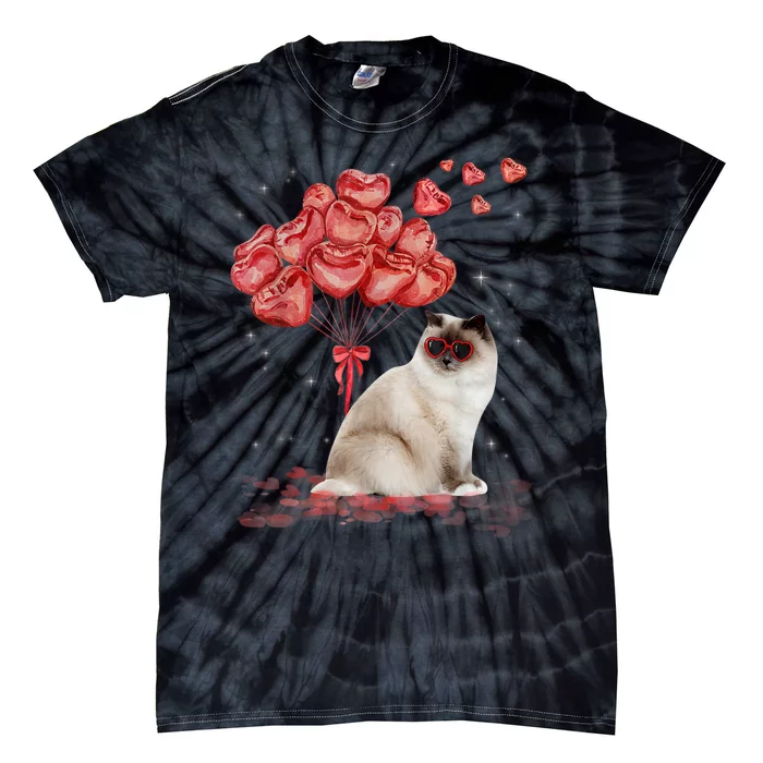 Funny Ragdoll Heart Valentines Day Cat Dad Mom Gift Tie-Dye T-Shirt