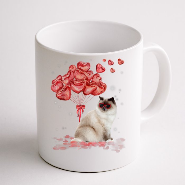 Funny Ragdoll Heart Valentines Day Cat Dad Mom Gift Front & Back Coffee Mug