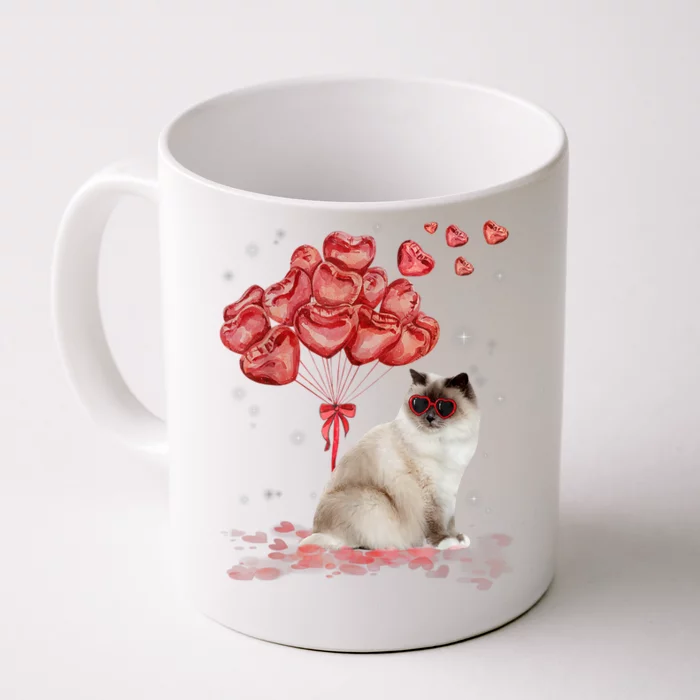 Funny Ragdoll Heart Valentines Day Cat Dad Mom Gift Front & Back Coffee Mug