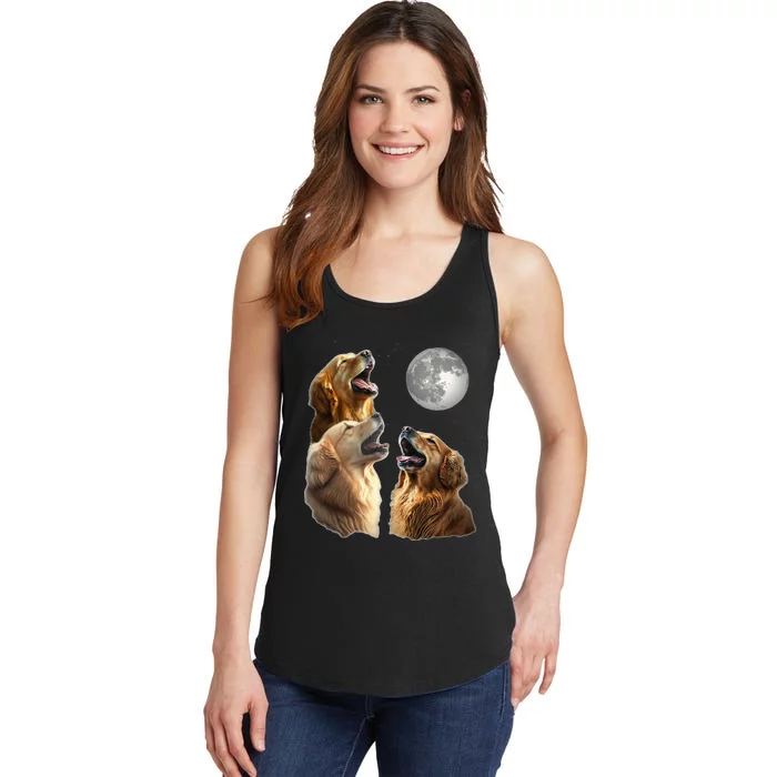 Funny Retriever Howling At Moon For Mom & Dad Ladies Essential Tank