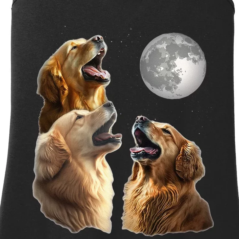 Funny Retriever Howling At Moon For Mom & Dad Ladies Essential Tank