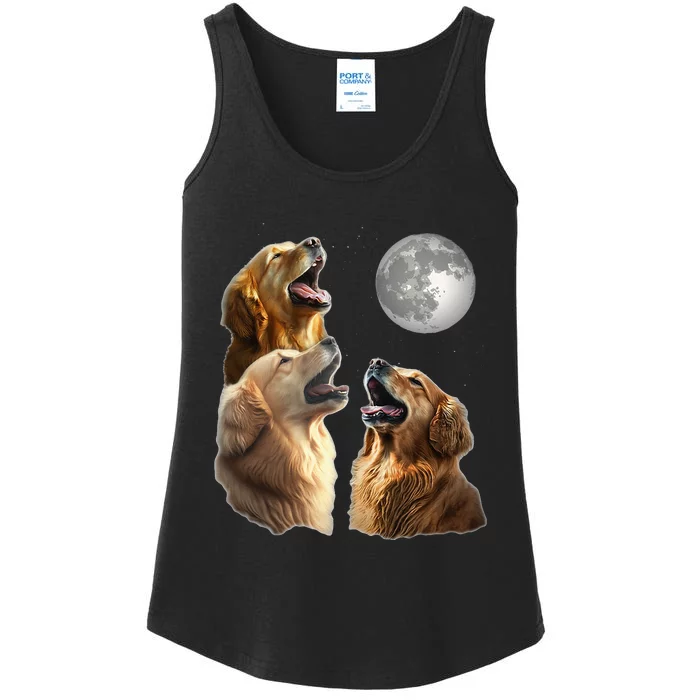 Funny Retriever Howling At Moon For Mom & Dad Ladies Essential Tank