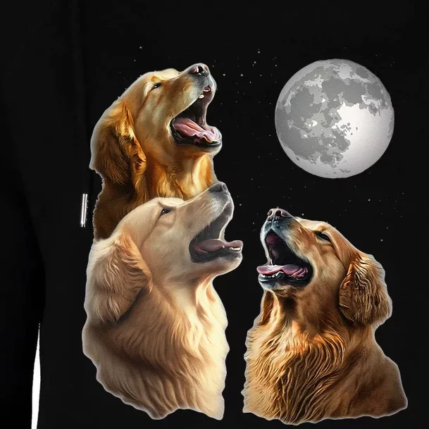 Funny Retriever Howling At Moon For Mom & Dad Womens Funnel Neck Pullover Hood