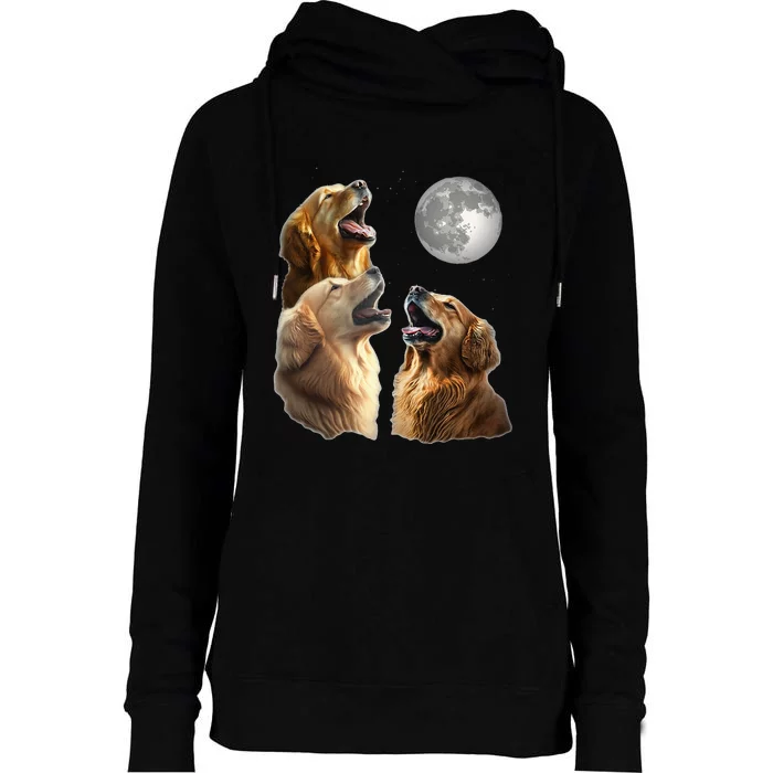 Funny Retriever Howling At Moon For Mom & Dad Womens Funnel Neck Pullover Hood