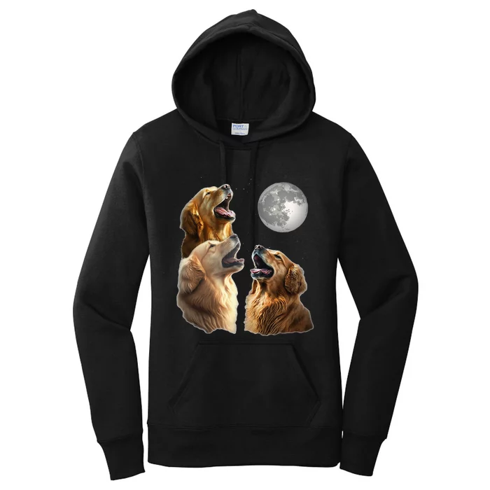 Funny Retriever Howling At Moon For Mom & Dad Women's Pullover Hoodie