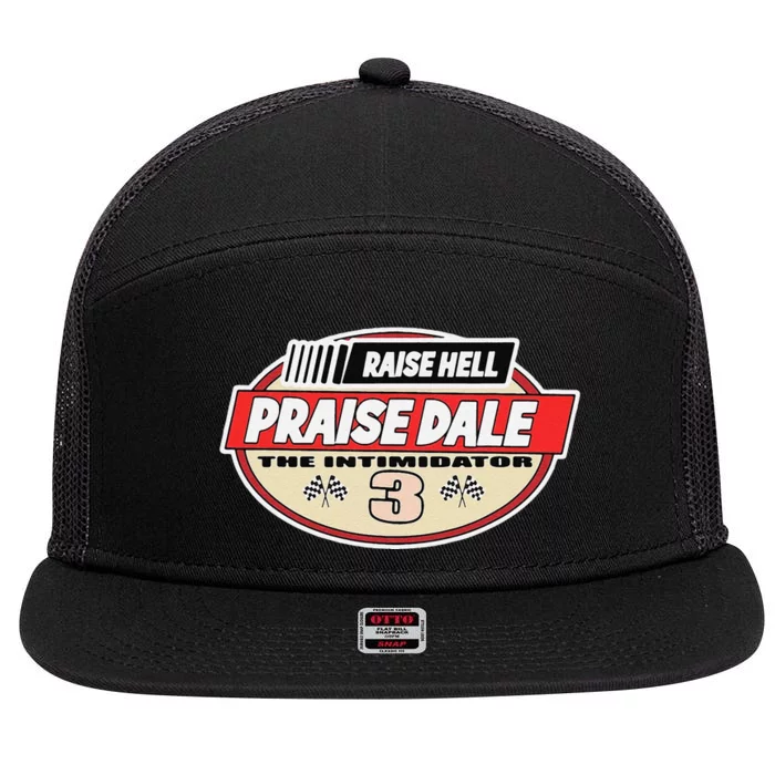 Funny Raise Hell Praise Dale Vintage Gift 7 Panel Mesh Trucker Snapback Hat