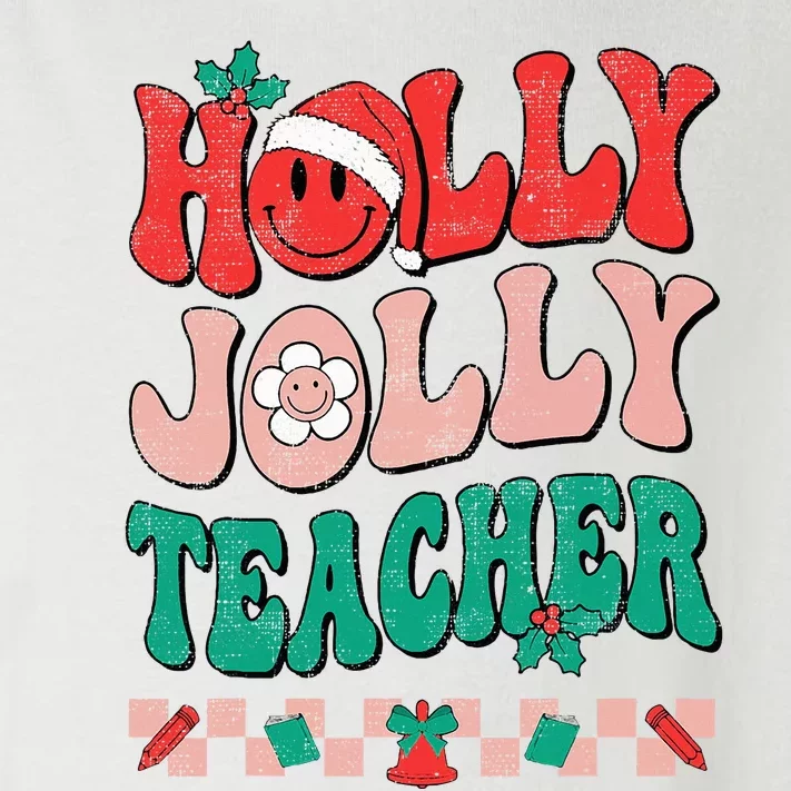 Festive Retro Holly Xmas Teacher Christmas Vibes Holiday Cheer Toddler Long Sleeve Shirt