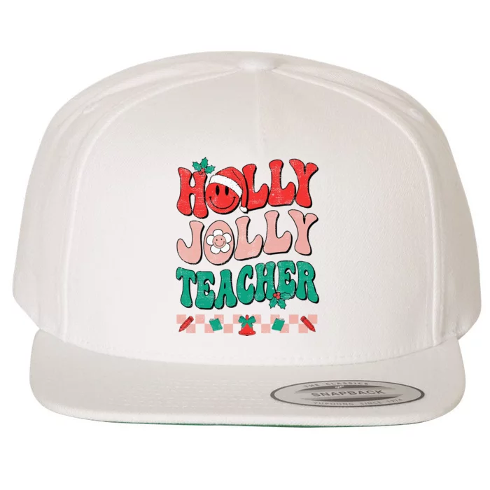 Festive Retro Holly Xmas Teacher Christmas Vibes Holiday Cheer Wool Snapback Cap